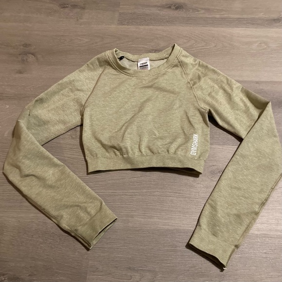 Gymshark adapt marl seamless cropped top in moss grey, S - Picture 3 of 5